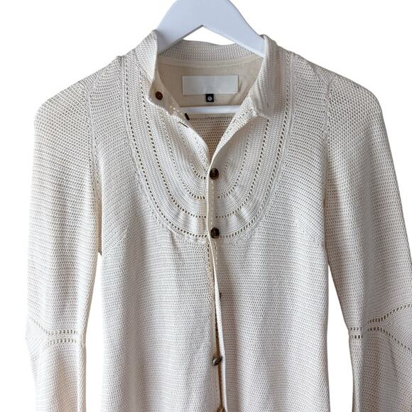 Intoca. Women’s Cream Cardigan Long Silk Pockets Sz‎ 1 - Picture 2 of 12